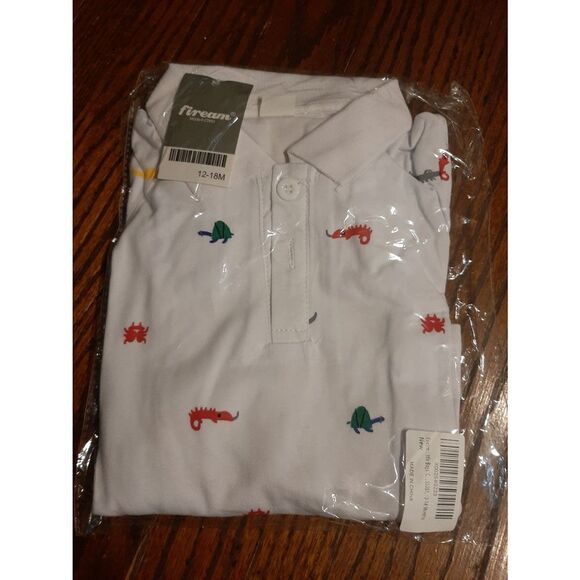 New Boy's 12/18 Month 2pc Tan Shorts White "Creature" Polo Shirt Set Out… - Picture 4 of 4